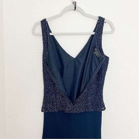 JKARA Navy Sequin Mother of Bride Evening Gown - Picture 10 of 13